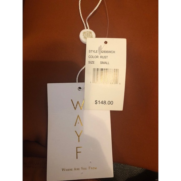 NWT WAYF Rust Cutout Midi Evening Dress Long Sleeve V Neck Bronze Copper Small - Picture 16 of 16